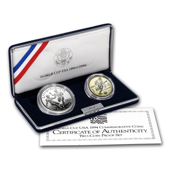 1994 2-Coin World Cup Proof Set (w/Box & COA) 1994 2-Coin World Cup Proof Set (w/Box & COA)